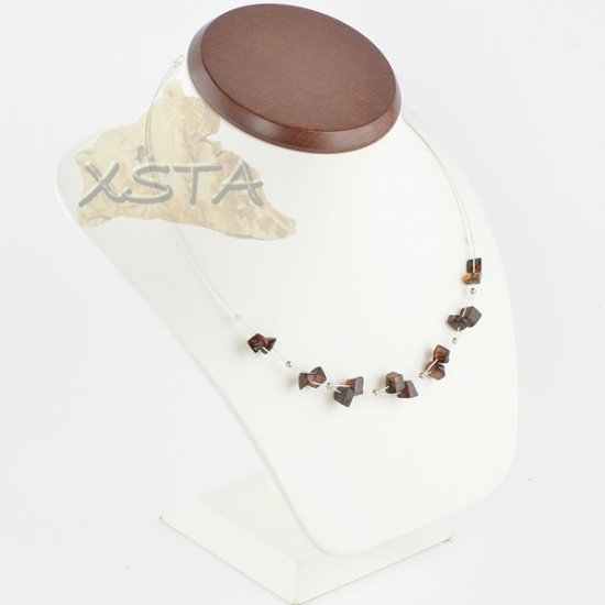 Amber necklace polished cherry irregular